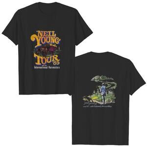 Neil Young Rock Concert Tour 1985 2 Sided Classic Fan T Shirt
